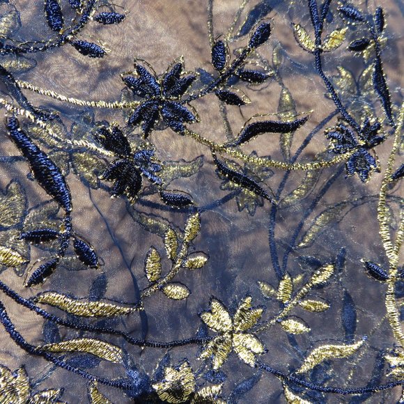 Blue and Gold Embroidered Lace Camisole - Picture 4 of 7